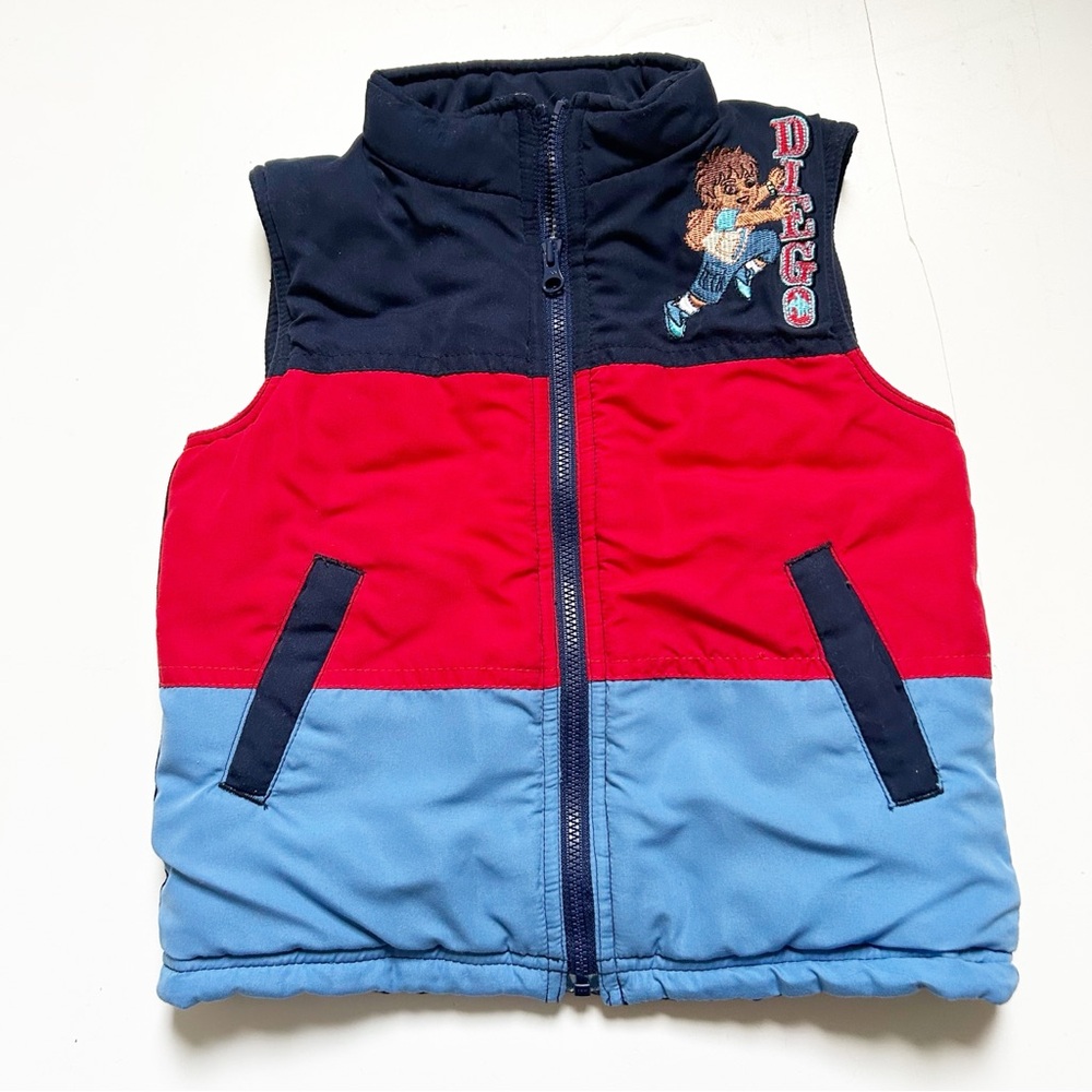 Vintage 2007 Nick JR. Go Diego Go Blue & Red Striped Vest Size 3x Fall Winter